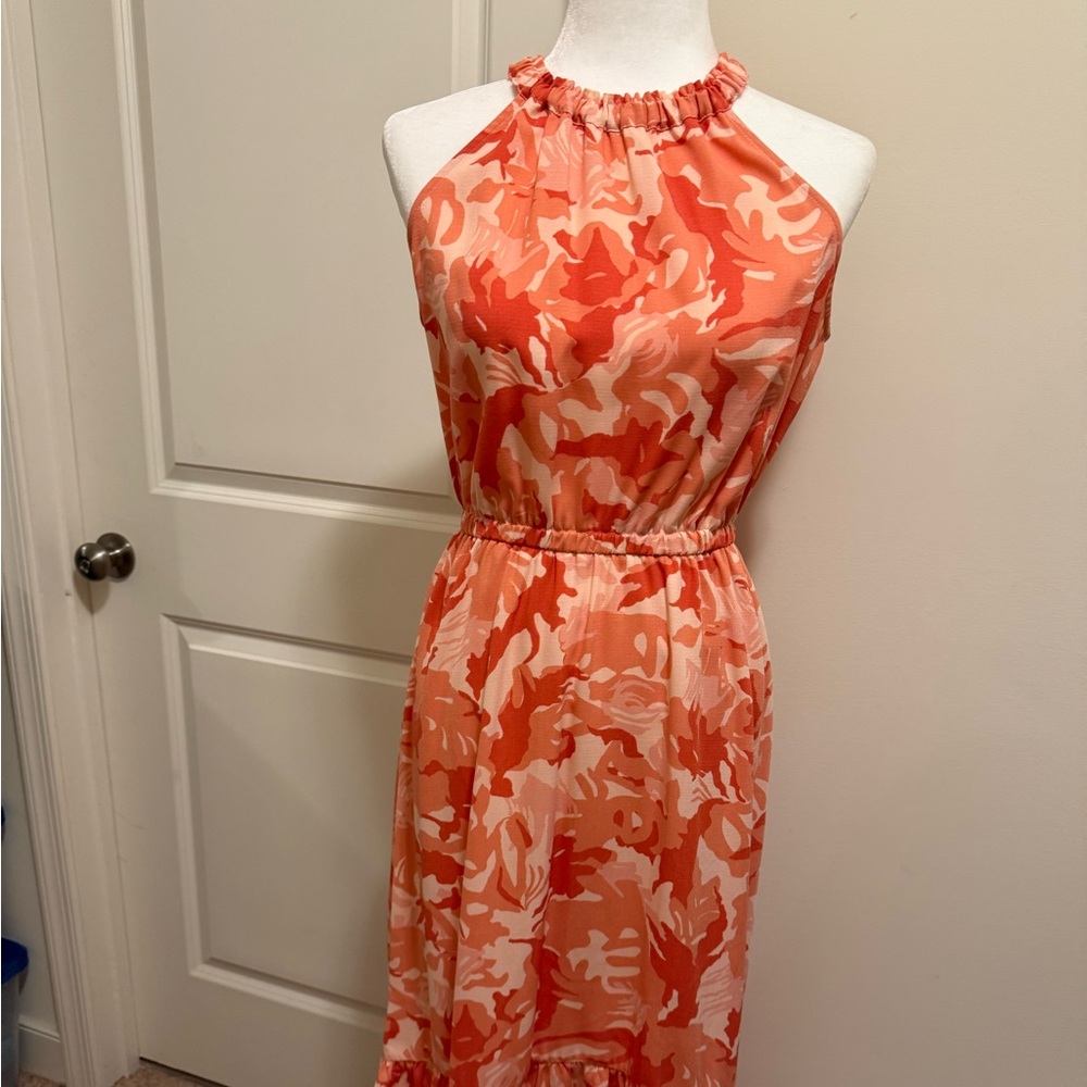 Nine West Coral Patterned Maxi Dress